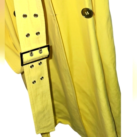 Vintage Jones New York Dress 14 Trench Coat Silk Linen Blend Jacket Dress Lemon - Picture 5 of 8